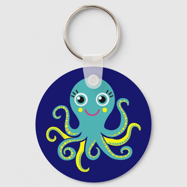 Blue and Yellow Octopus Keychain (Front)