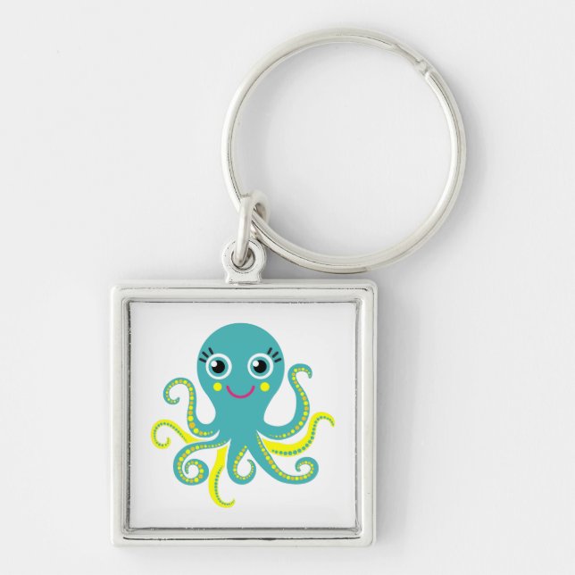 Blue and Yellow Octopus Keychain (Front)