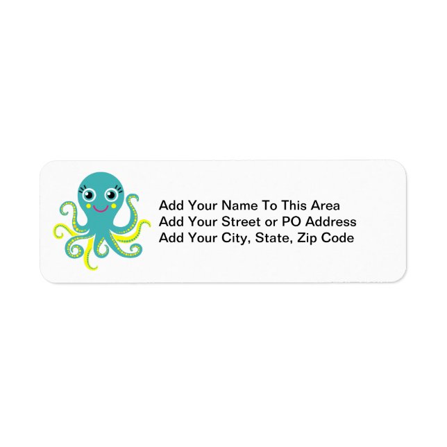 Blue and Yellow Octopus Label (Front)