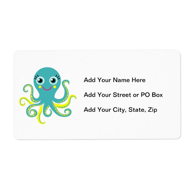 Blue and Yellow Octopus Label (Front)