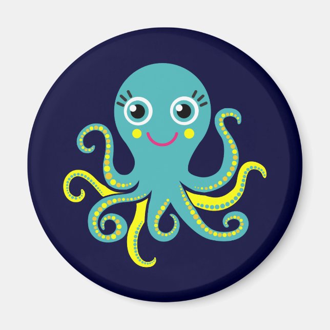 Blue and Yellow Octopus Magnet (Front)
