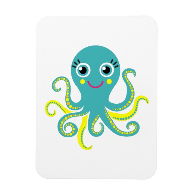 Blue and Yellow Octopus Magnet (Vertical)