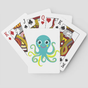 Blue and Yellow Octopus Poker Cards