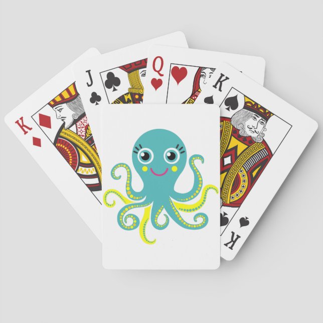 Blue and Yellow Octopus Poker Cards (Back)