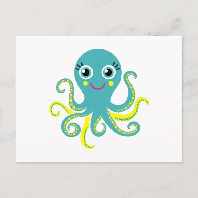 Blue and Yellow Octopus Postcard (Front)