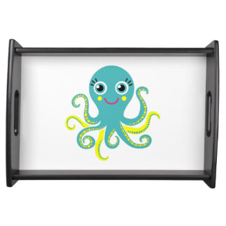 Blue and Yellow Octopus Serving Tray