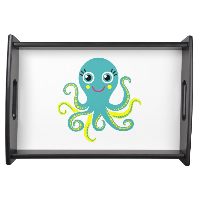 Blue and Yellow Octopus Serving Tray (Front)