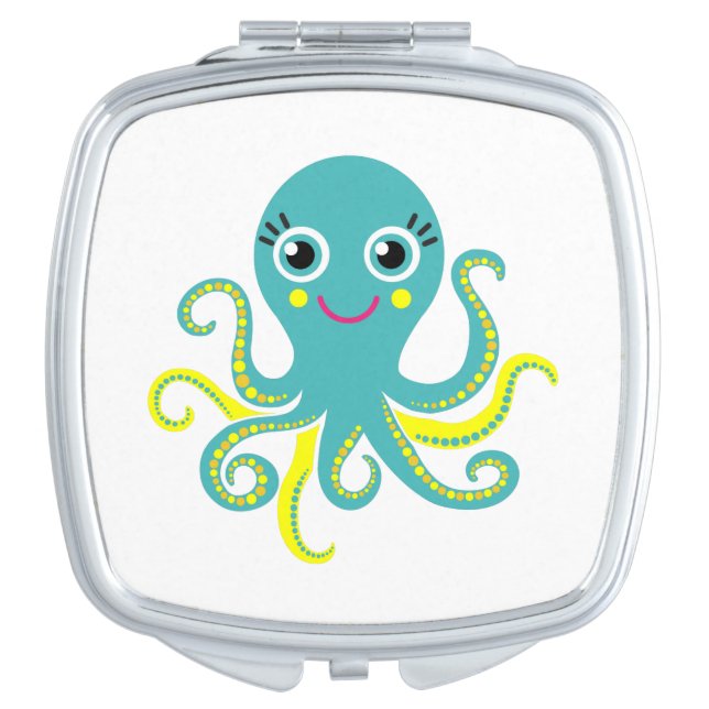 Blue and Yellow Octopus Vanity Mirror (Front)