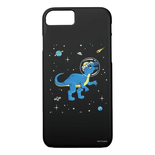 Blue And Yellow Pachycephalosaurus Dinos In Space iPhone 87 Case