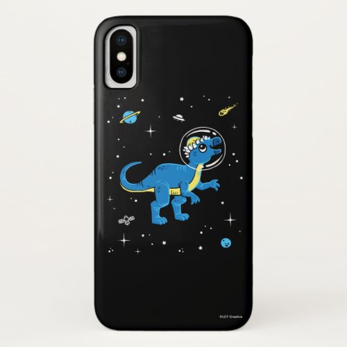 Blue And Yellow Pachycephalosaurus Dinos In Space iPhone X Case