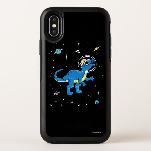 Blue And Yellow Pachycephalosaurus Dinos In Space OtterBox Symmetry iPhone X Case