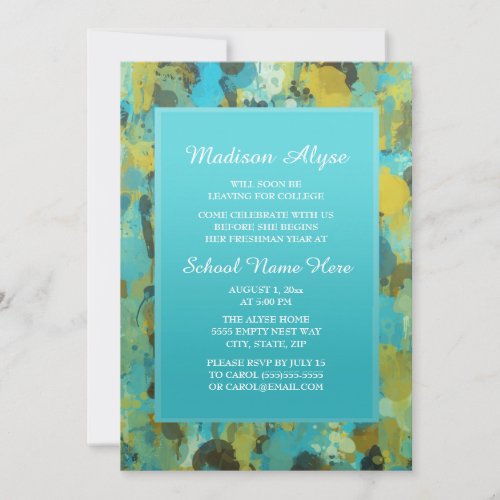 Blue and Yellow Paint College Trunk Party Invitation