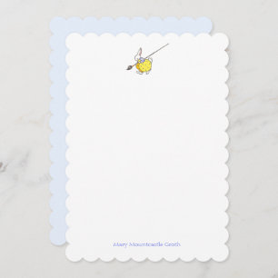 Blue and Yellow Painter Rabbit Note Card