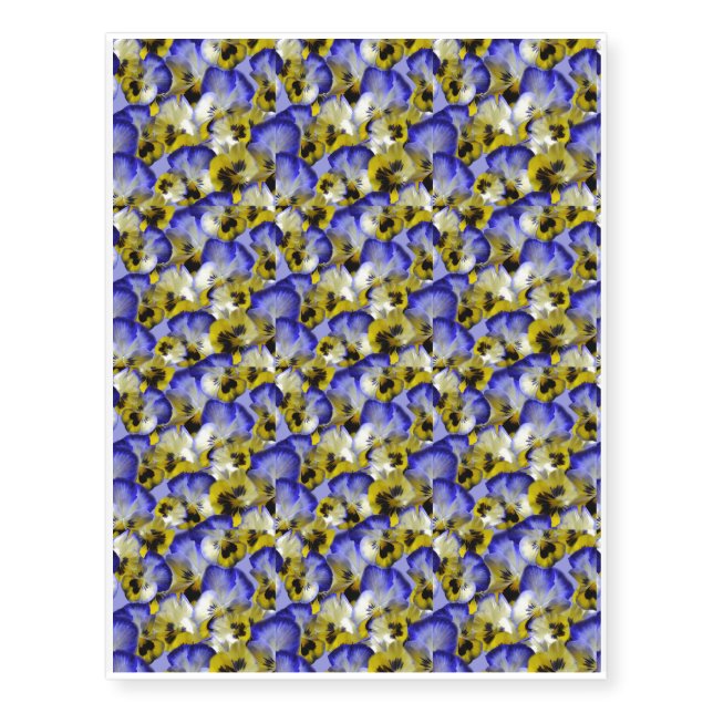 Blue and Yellow Pansies Temporary Tattoos (Front)