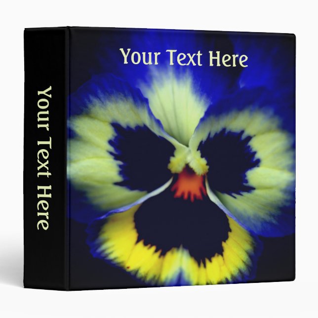Blue And Yellow Pansy Flower Personalized 3 Ring Binder (Front/Spine)