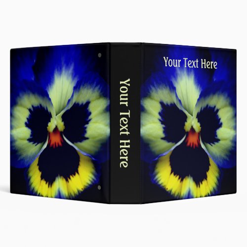 Blue And Yellow Pansy Flower Personalized 3 Ring Binder