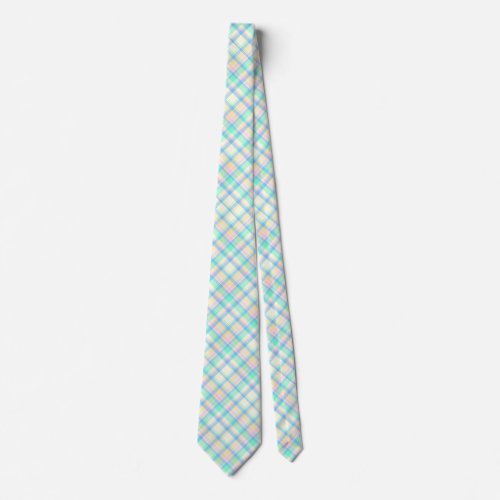 Blue and Yellow Pastel Plaid Neck Tie