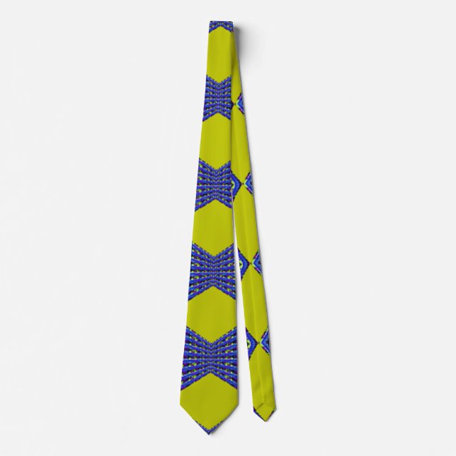 blue and yellow pattern design neck tie (Front)