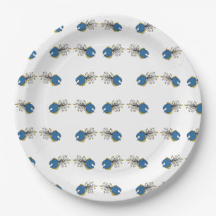 Blue and yellow peacock fish paper plates