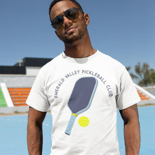 Blue and Yellow Pickleball Paddle Personalized T-Shirt
