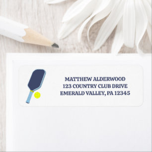 Blue and Yellow Pickleball Paddle Return Address Label