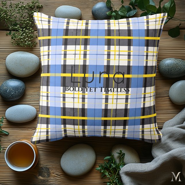 Blue and Yellow Plaid | Custom Bold Tartan Home Throw Pillow (Creator Uploaded)