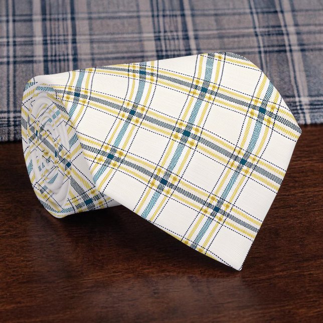 Blue and Yellow Plaid Necktie Tie (Creator Uploaded)