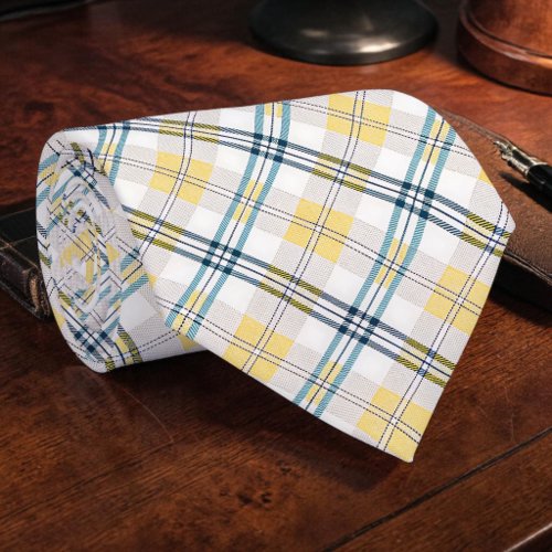 Blue and Yellow Plaid Necktie Tie