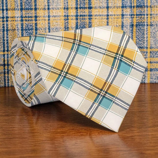 Blue and Yellow Plaid Necktie Tie (Creator Uploaded)