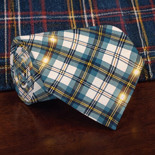 Blue and Yellow Plaid Necktie Tie (Creator Uploaded)