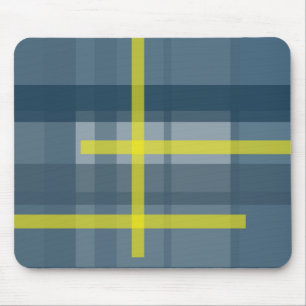 Blue and yellow plaid pattern mouse pad