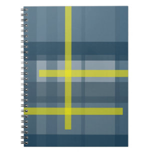 Blue and yellow plaid pattern notebook