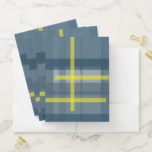 Blue and yellow plaid pattern pocket folder