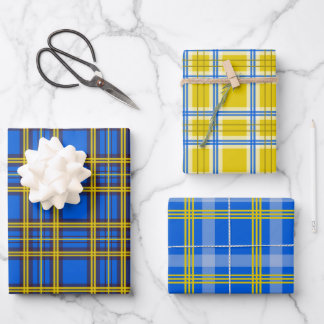 Blue And Yellow Plaid Wrapping Paper Sheets