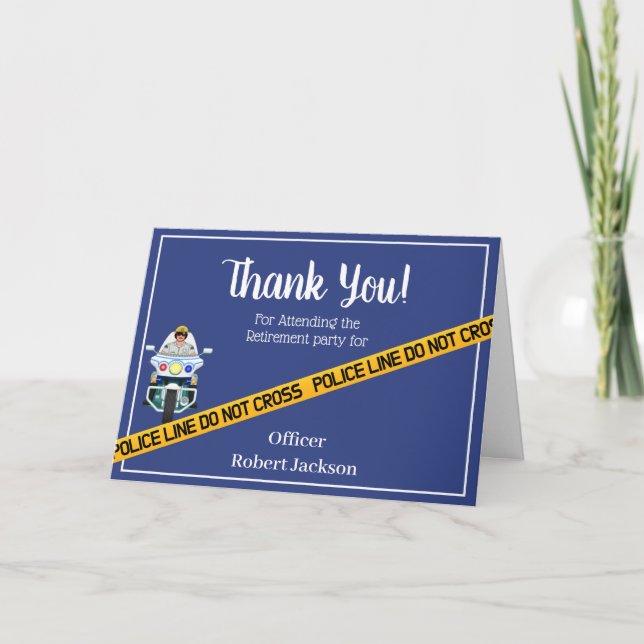 Blue and Yellow Police Retirement Thank You Card (Front)