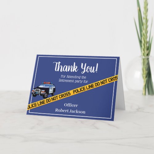 Blue and Yellow Police Retirement Thank You Card