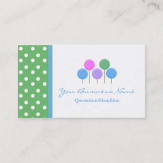 Blue and Yellow Polka Dot Candy Business Card