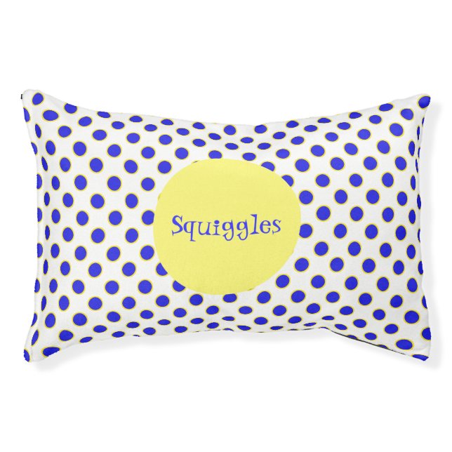 Blue and Yellow Polka Dots Custom Pet Bed (Front)