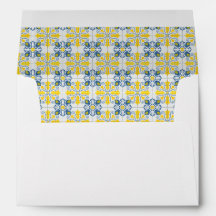 Blue and yellow pretty Portuguese tiles pattern