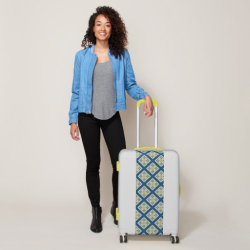 Blue and yellow pretty Portuguese tiles pattern Luggage