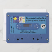 Blue and Yellow Retro Cassette Graduation Party Invitation (Front)