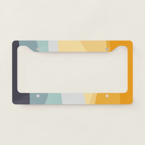Blue and yellow retro style wavy ocean license plate frame