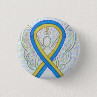 Blue and Yellow Ribbon Awareness Angel Pins