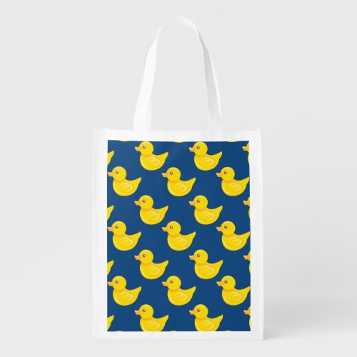 Blue and Yellow Rubber Duck Ducky Reusable Grocery Bag