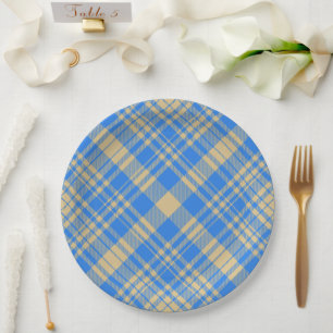 Blue and Yellow Scottish Tartan Plaid Paper Plates