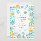 Blue and Yellow Sea Life Nautical Bridal Shower Invitation (Front)