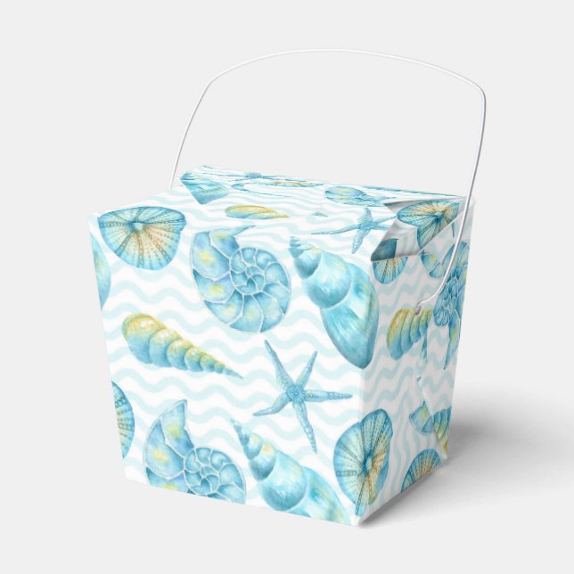 Blue and Yellow Sea Life Nautical Favor Boxes (Front Side)
