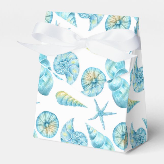 Blue and Yellow Sea Life Nautical Favor Boxes (Front Side)