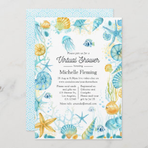Blue and Yellow Sea Life Virtual Shower Invitation