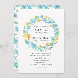 Blue and Yellow Sea Life Wedding Invitation